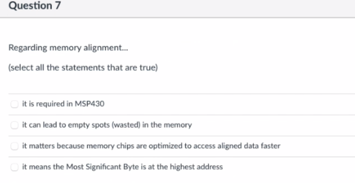 Solved Question 7 Regarding memory alignment... (select all | Chegg.com