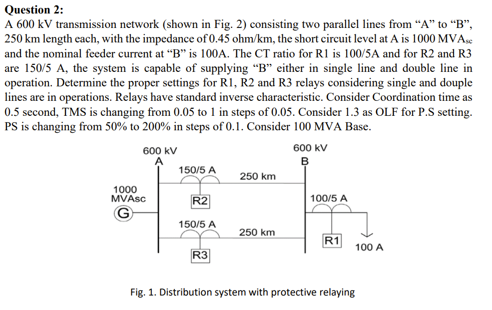 Question 2: A 600 Kv Transmission Network (shown In 