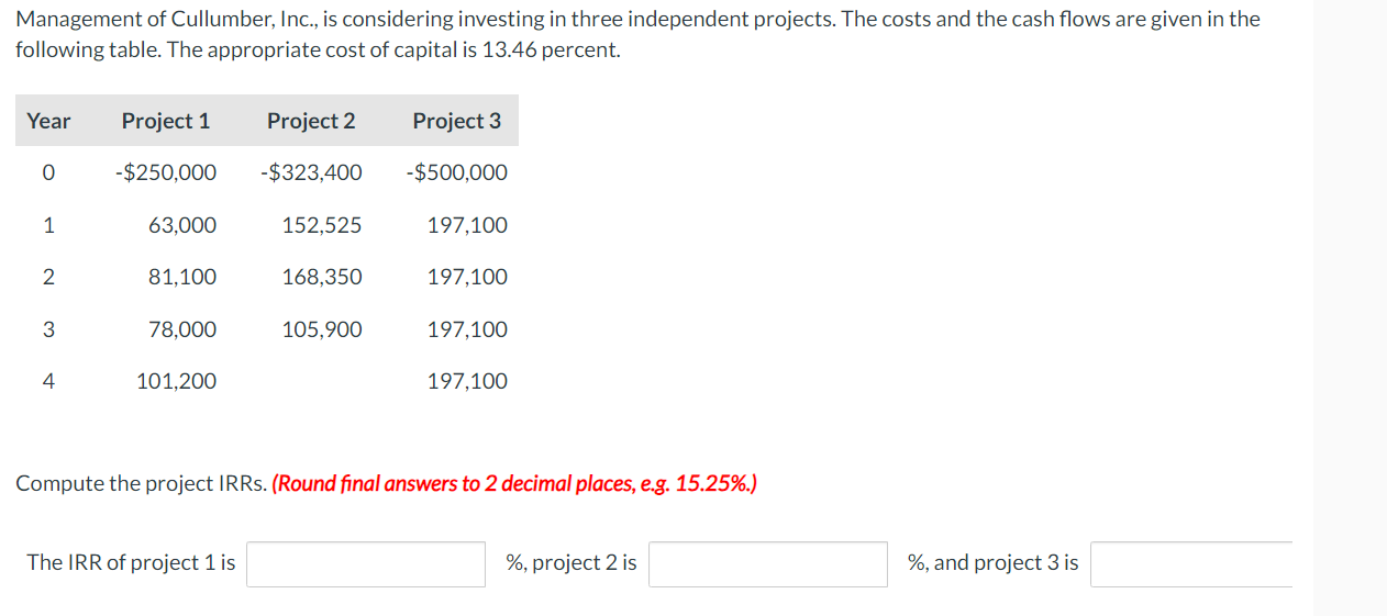 Solved Management of Cullumber, Inc., is considering | Chegg.com