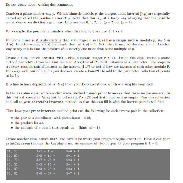 Do Not Worry About Writing Doc Comments Consider A Chegg Com
