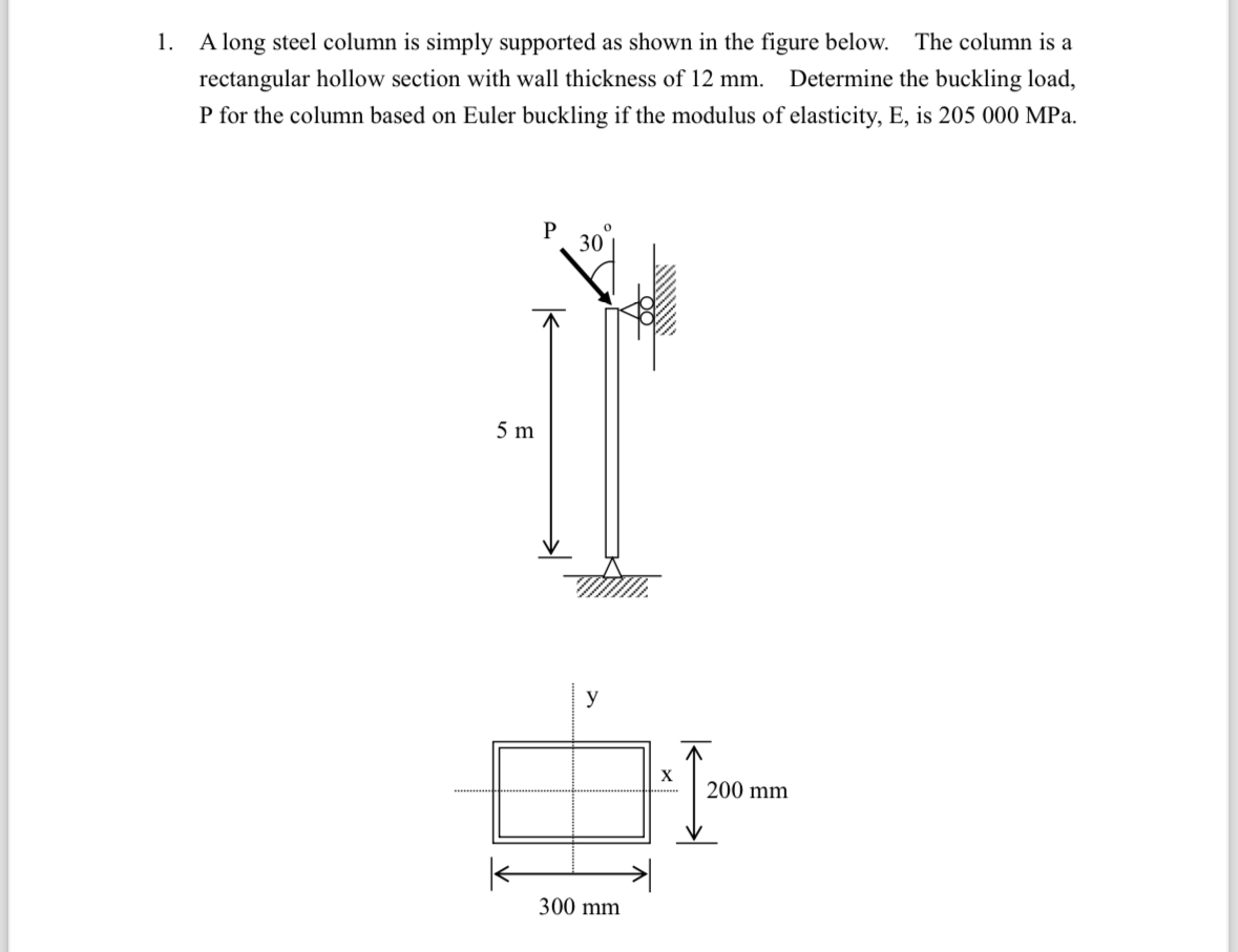 Solved A long steel column is simply supported as shown in | Chegg.com
