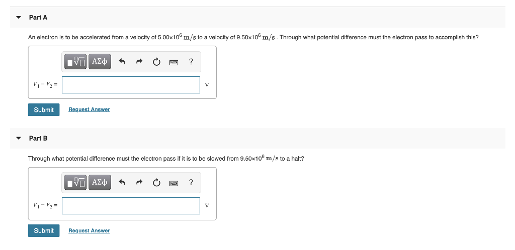 Solved Part A An electron is to be accelerated from a | Chegg.com