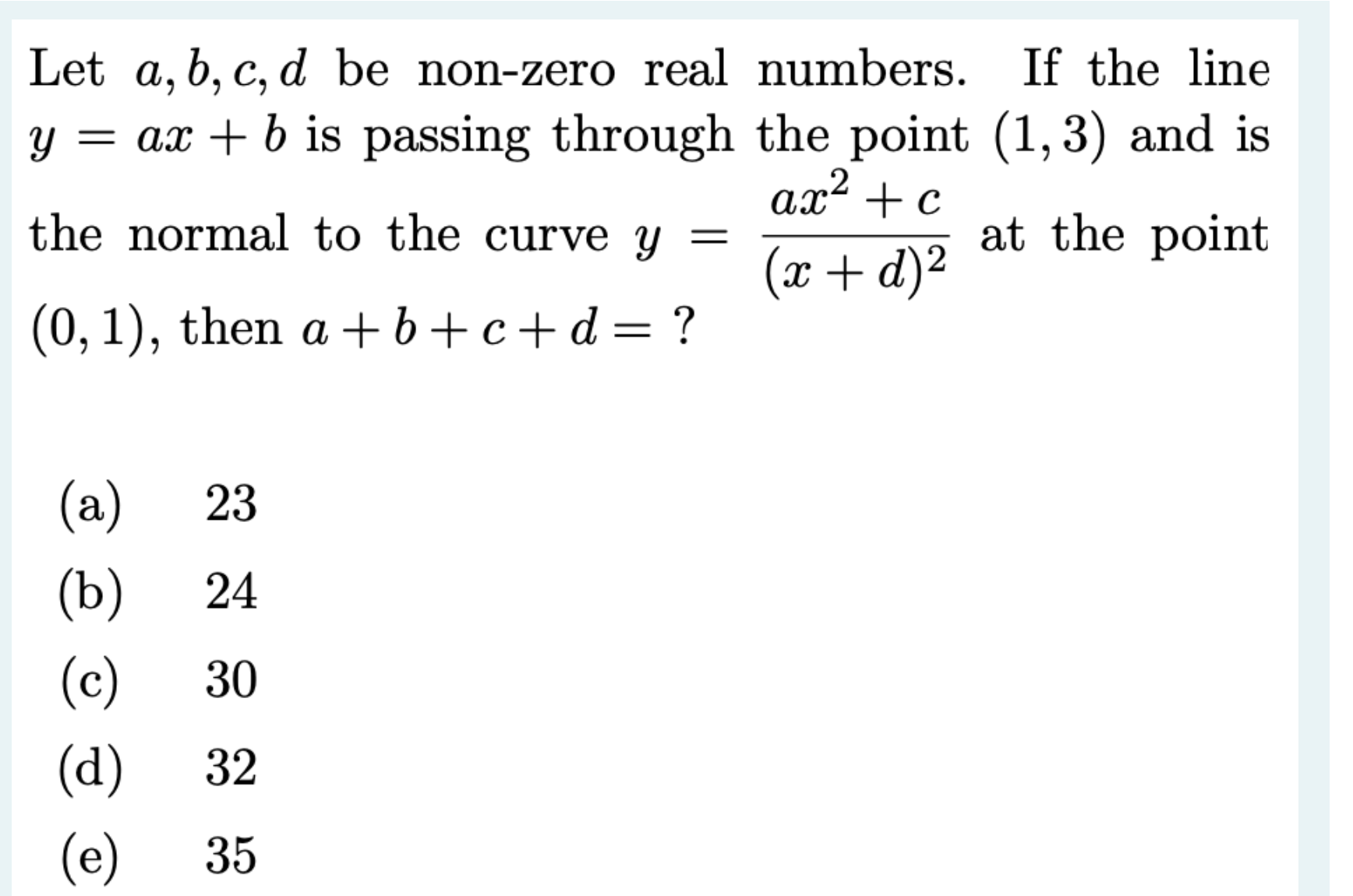 Solved Let A,b,c,d Be Non-zero Real Numbers. If The Line | Chegg.com