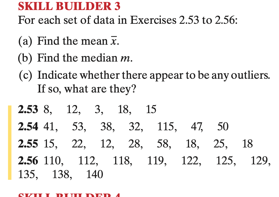 Solved SKILL BUILDER 3 For each set of data in Exercises | Chegg.com