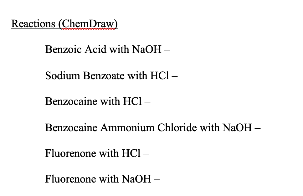 Solved Reactions Chemdraw Benzoic Acid With Naoh Sodium