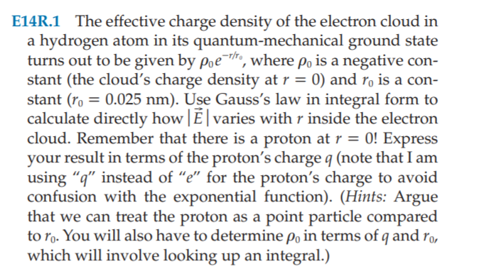 Solved E14R.1 The effective charge density of the electron | Chegg.com
