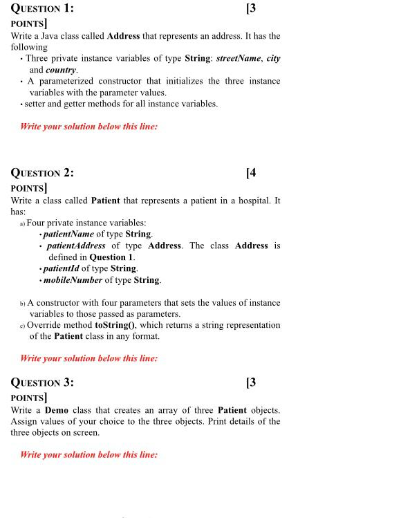 Solved QUESTION 1: [3 POINTS Write a Java class called | Chegg.com