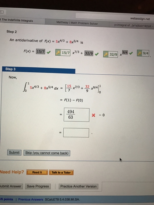 Mathway integral