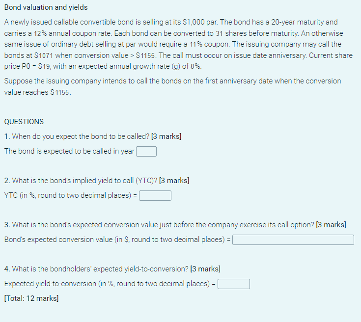 Solved Bond Valuation And Yields A Newly Issued Callable | Chegg.com