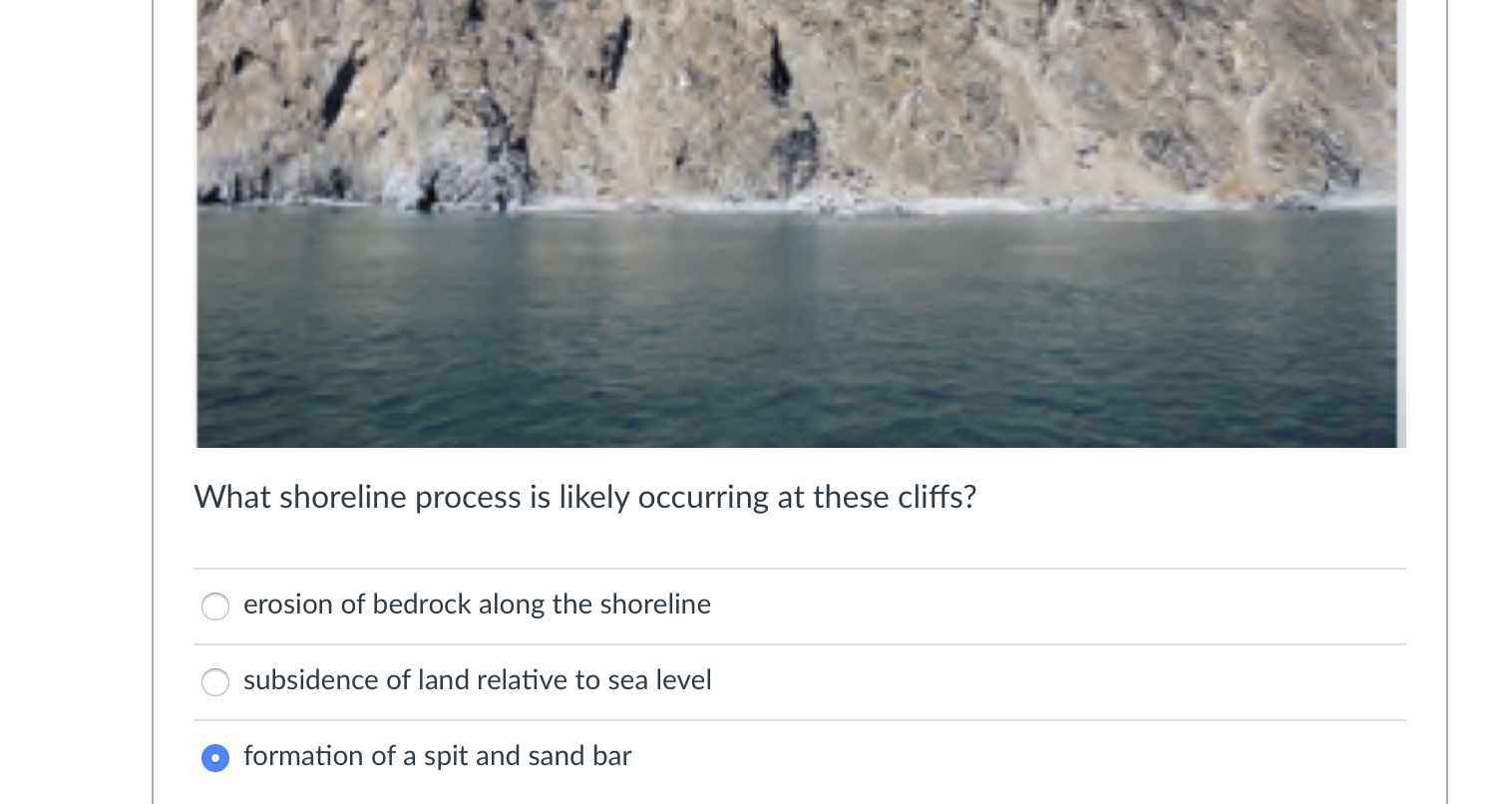 Solved What shoreline feature is represented by the very | Chegg.com