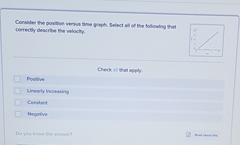 Solved Consider The Position Versus Time Graph Select All