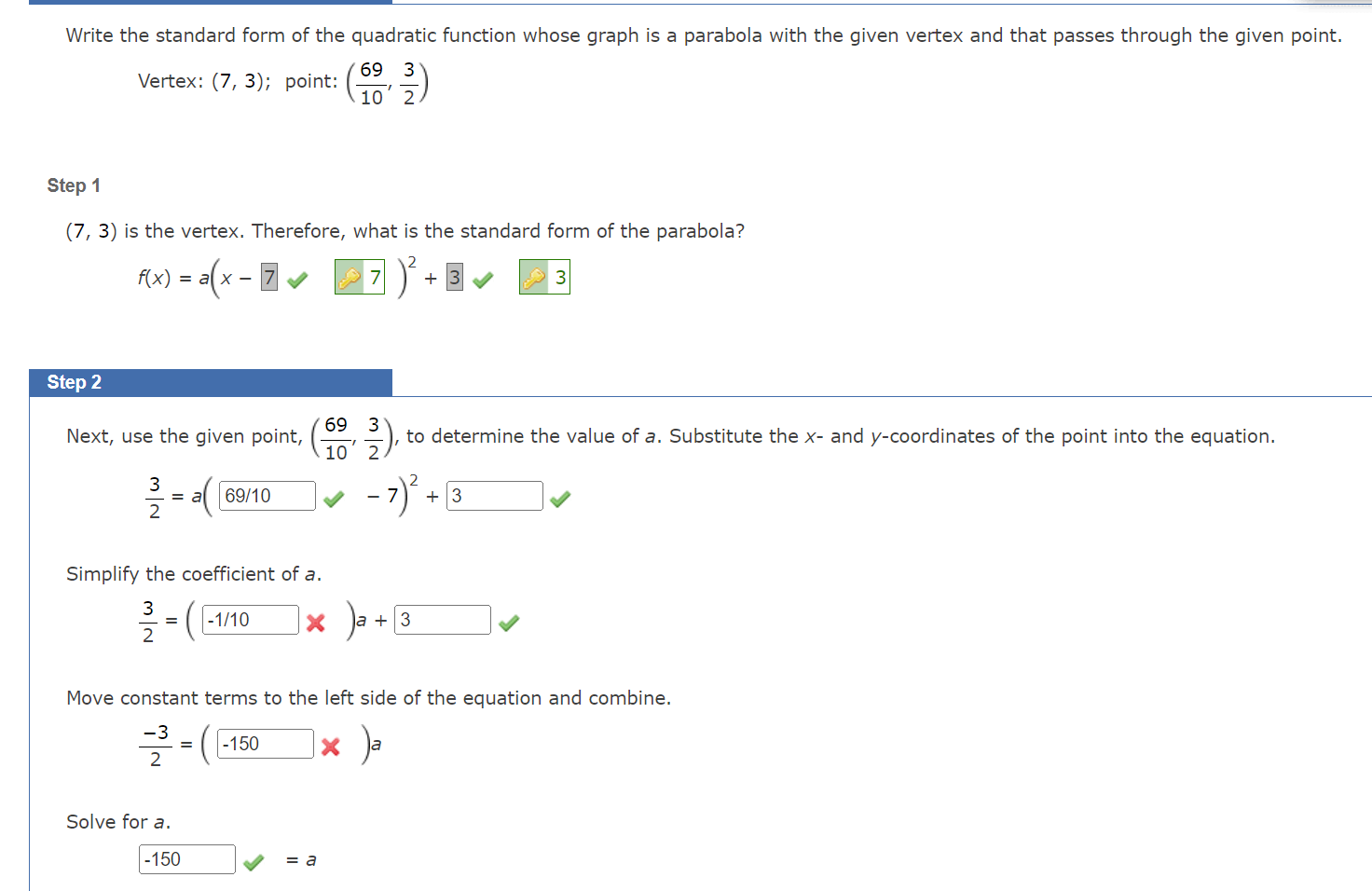 Solved Write the standard form of the quadratic function | Chegg.com