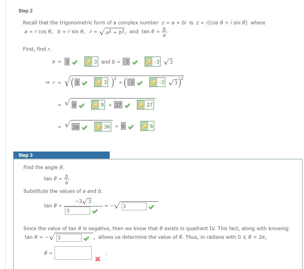 Solved Step 2 Recall That The Trigonometric Form Of A | Chegg.com