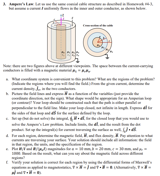 Solved 3. Ampere's Law Let us use the same coaxial cable