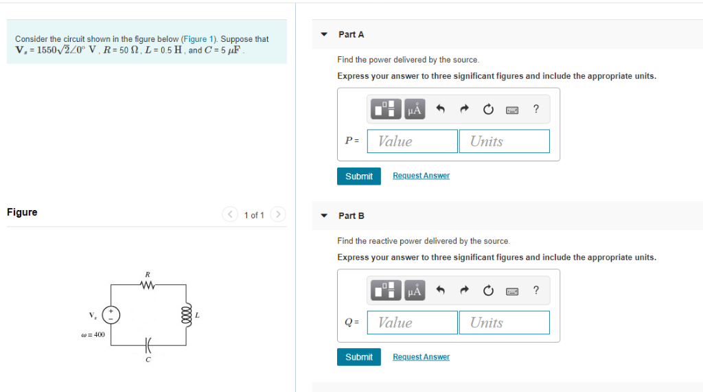 Solved Part A Consider the circuit shown in the figure below | Chegg.com