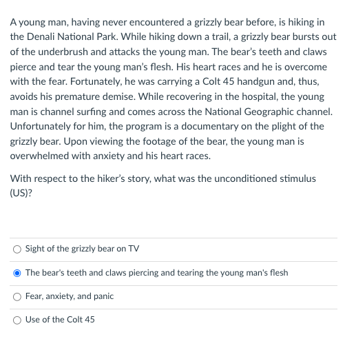 THE GRIZZLY PACKED LIGHTLY FOR HIS TRIP BECAUSE HE WANTED TO TAKE THE visual data 6