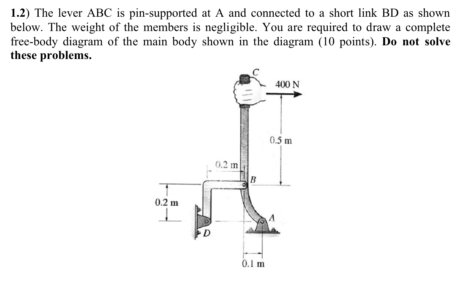 Solved 2.2 Draw The Free Body Diagram Of The Member AB, | Chegg.com