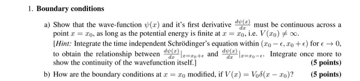 Solved 1. Boundary conditions a) Show that the | Chegg.com