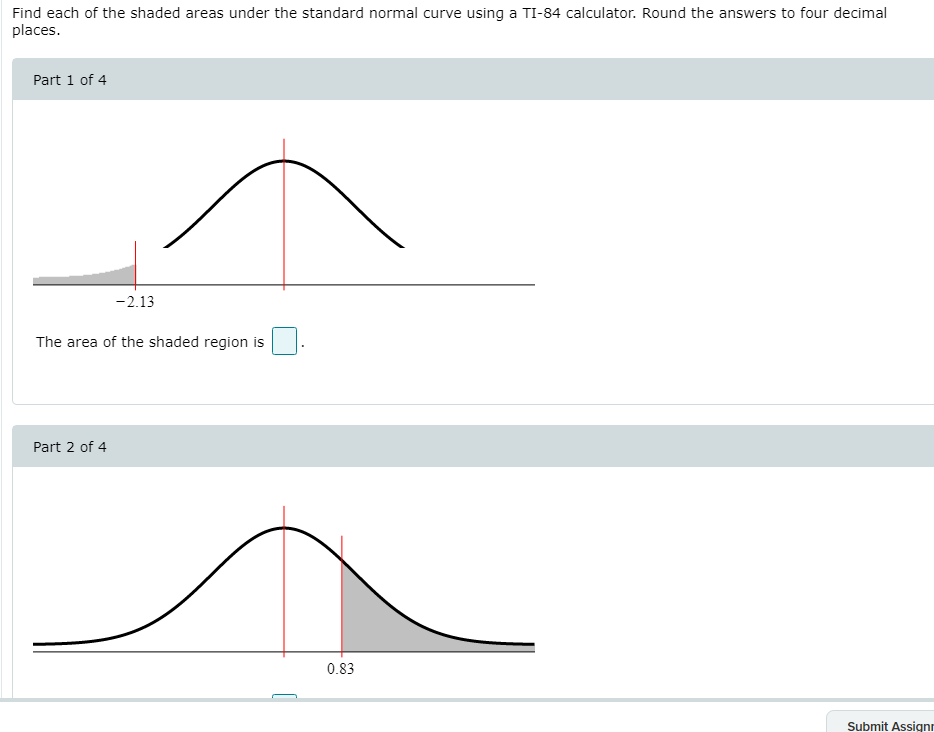Solved Find each of the shaded areas under the standard