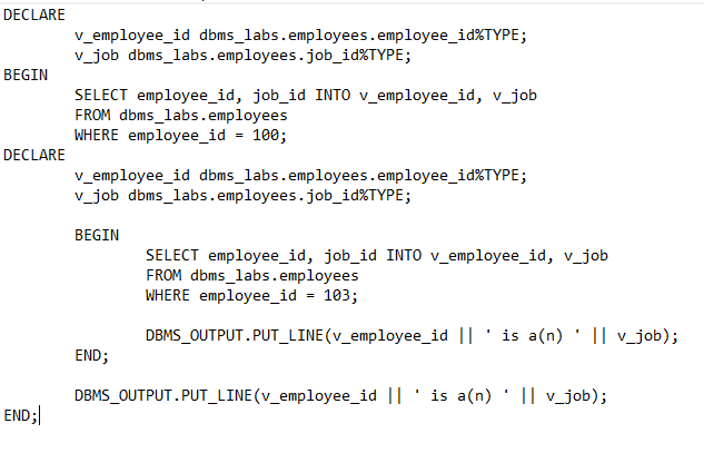 Solved Run the attached PL/SQL block, which contains a | Chegg.com