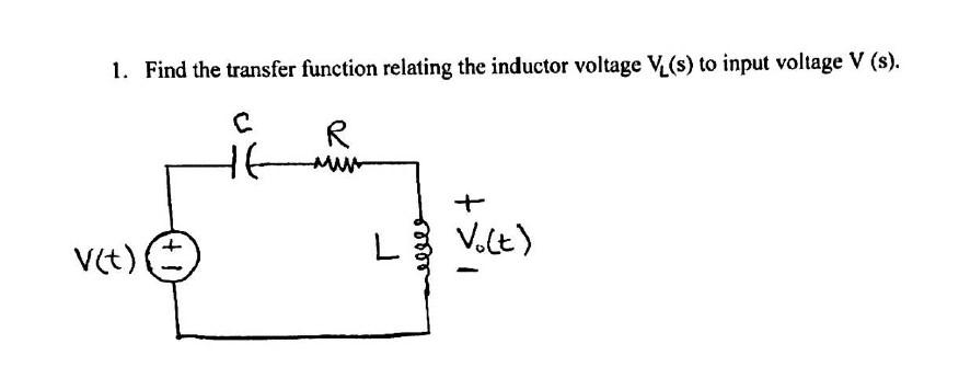 Solved 1. Find the transfer function relating the inductor | Chegg.com
