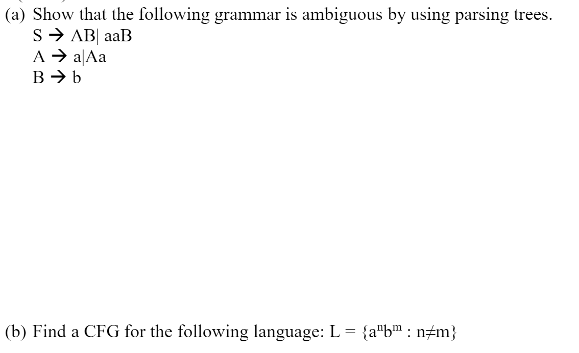 Solved (a) Show That The Following Grammar Is Ambiguous By | Chegg.com