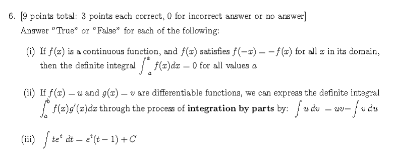 Solved 6. [9 points total: 3 points each correct, 0 for | Chegg.com