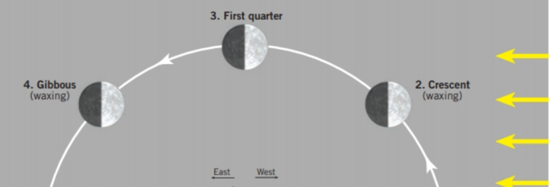 Solved 1. As the Moon journeys from position 1 to position | Chegg.com