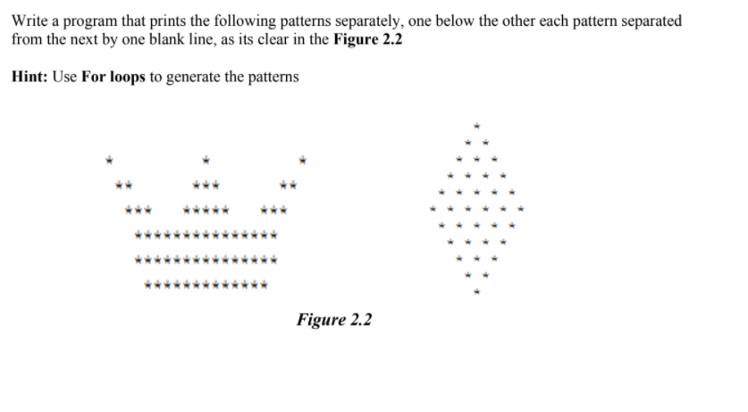 Solved Write a program that prints the following patterns | Chegg.com