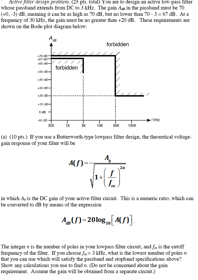 Active filter design problem. (25 pts. total) You are | Chegg.com