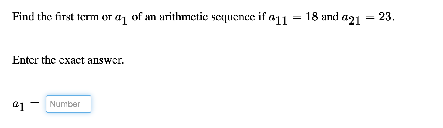 Solved Find the first term or a1 of an arithmetic sequence | Chegg.com