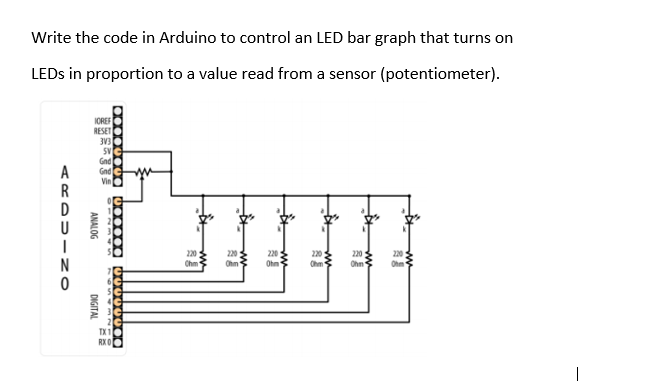 Solved Write the code in Arduino to control an LED bar graph | Chegg.com