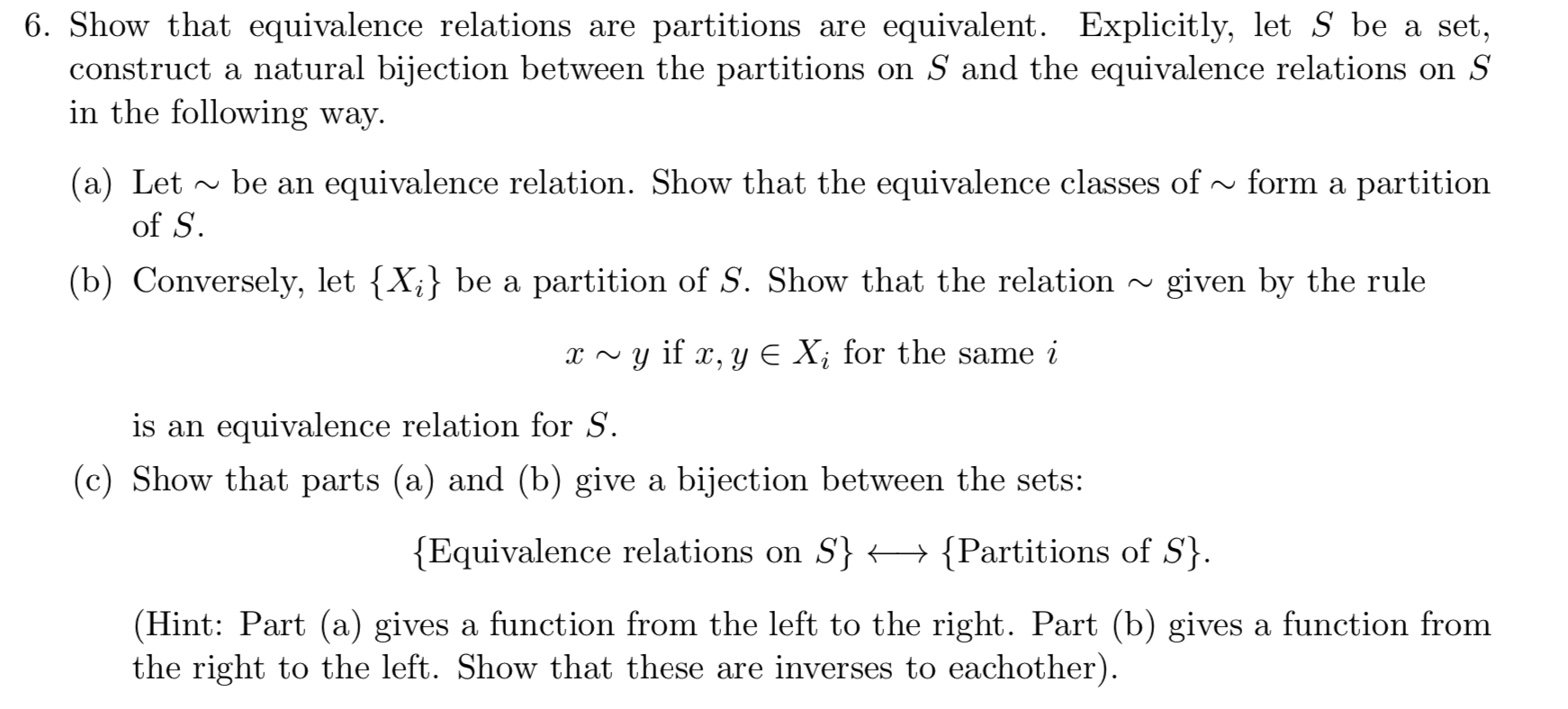 Solved 6. Show that equivalence relations are partitions are