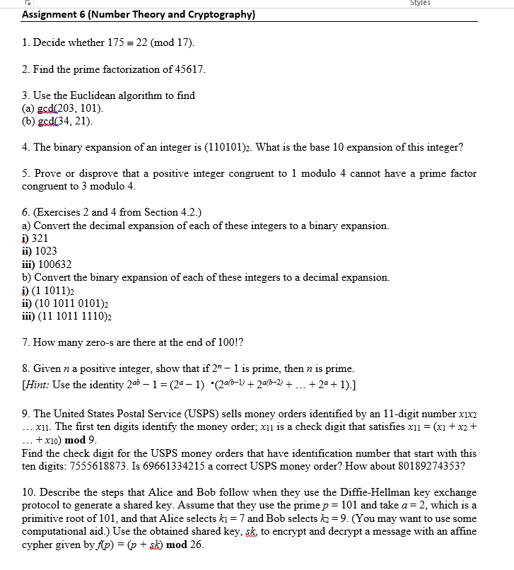 Solved 1. Decide whether 175≡22(mod17). 2. Find the prime | Chegg.com