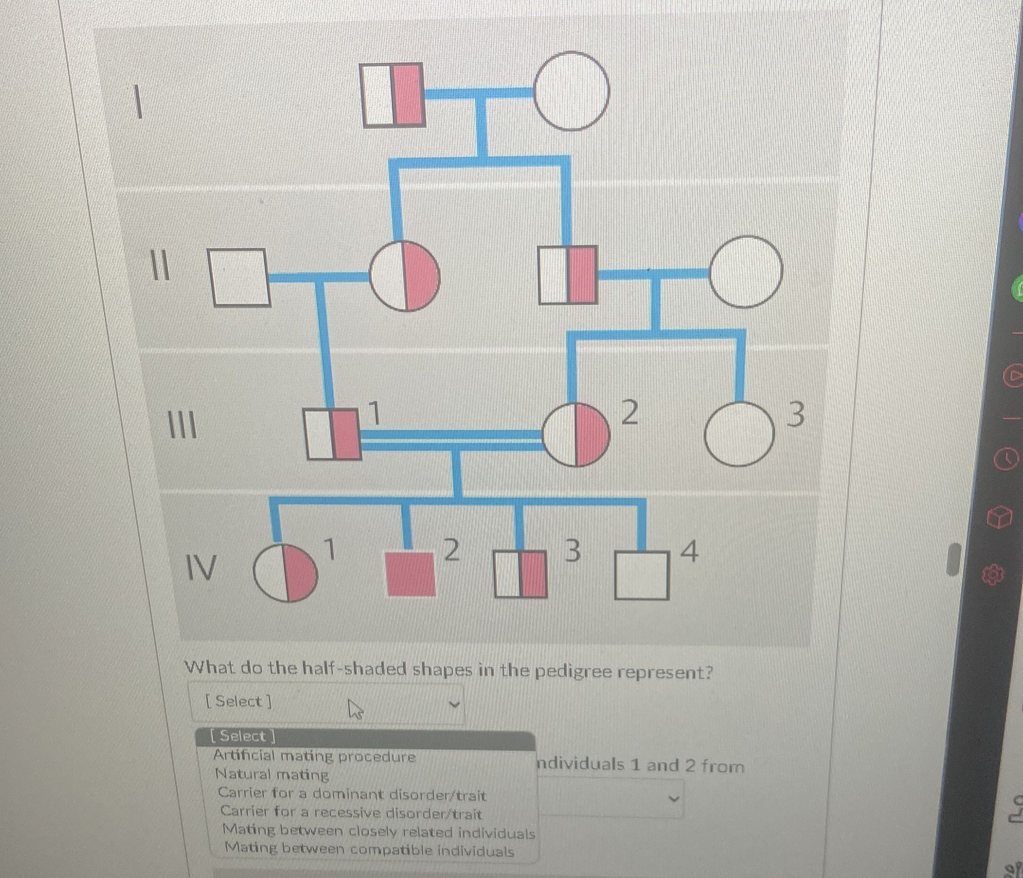 Solved What do the half-5haded shapes in the pedigree | Chegg.com