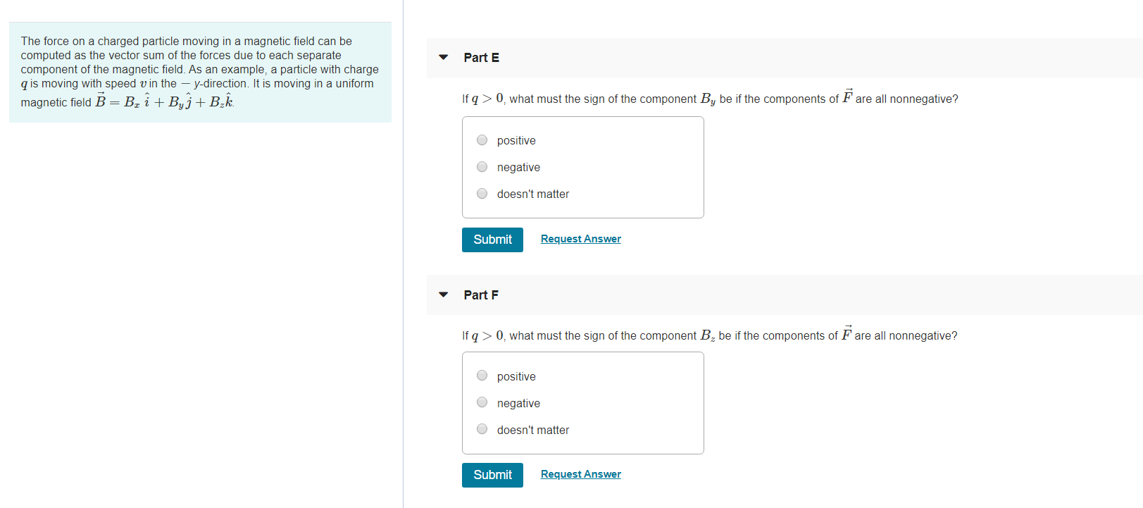 Solved The force on a charged particle moving in a magnetic | Chegg.com
