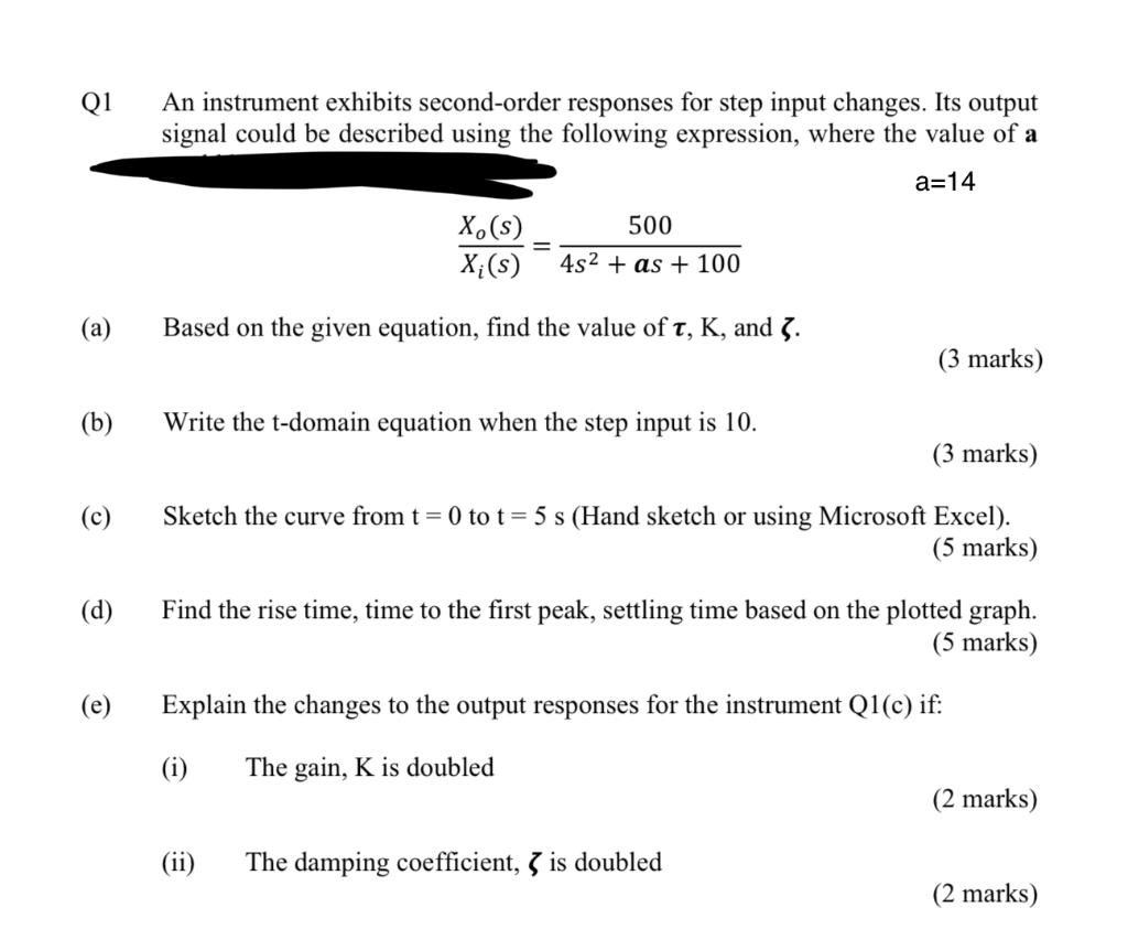 Solved Q1 An instrument exhibits second-order responses for | Chegg.com