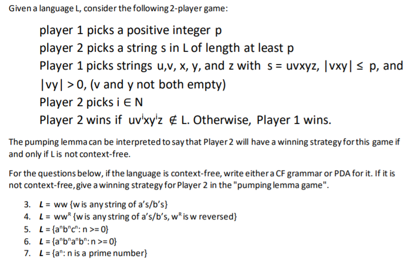 Solved Given A Language L Consider The Following 2 Playe Chegg Com