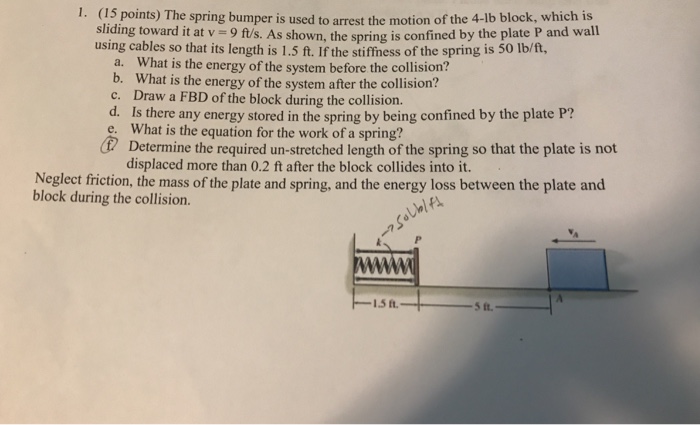 Solved 1. (15 points) The spring bumper is used to arrest | Chegg.com