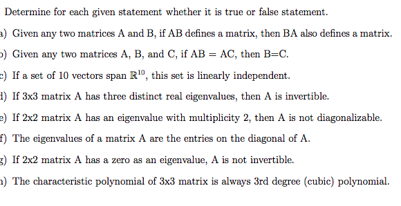 Solved Determine for each given statement whether it is true | Chegg.com