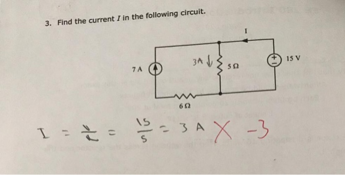 Solved 3. Find the current I in the following circuit. ЗА 15 | Chegg.com