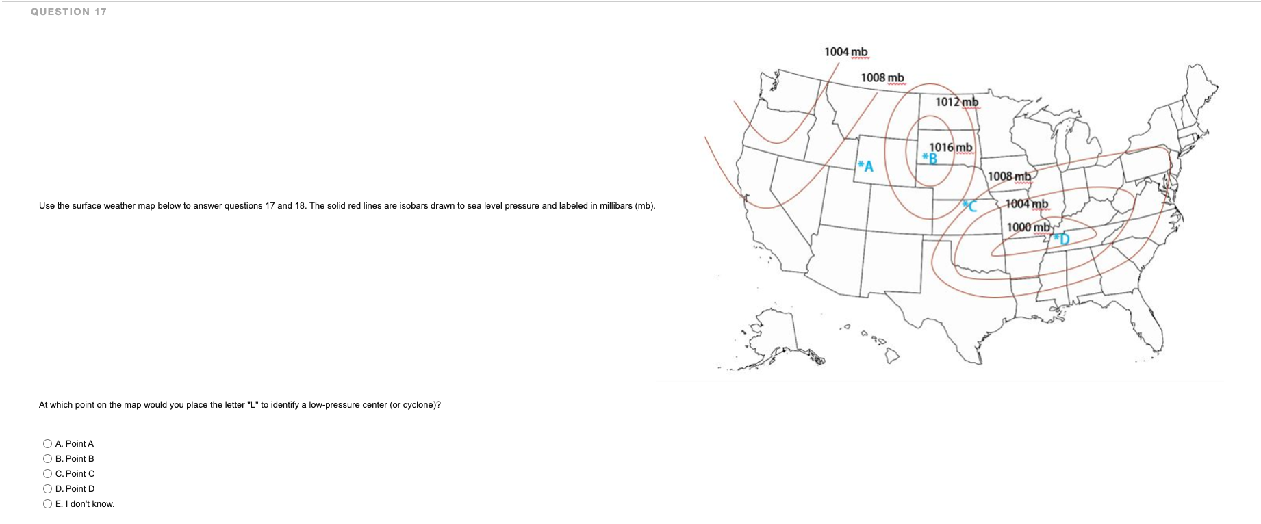 Solved Use the surface weather map below to answer questions | Chegg.com