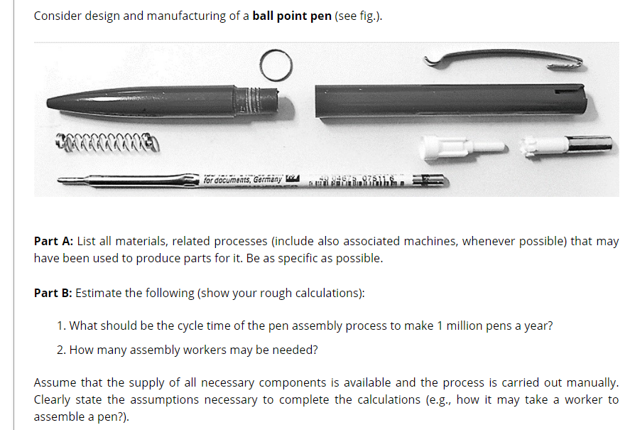 Ball pen manufacturing clearance process