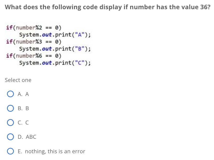 Solved What does the following code display if number has | Chegg.com