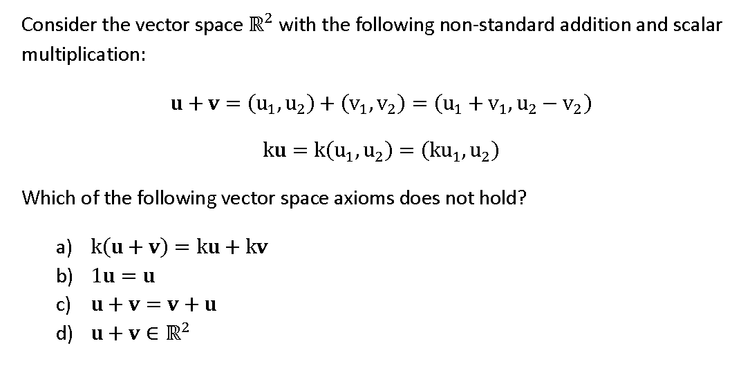 Solved Consider the vector space R2 with the following | Chegg.com