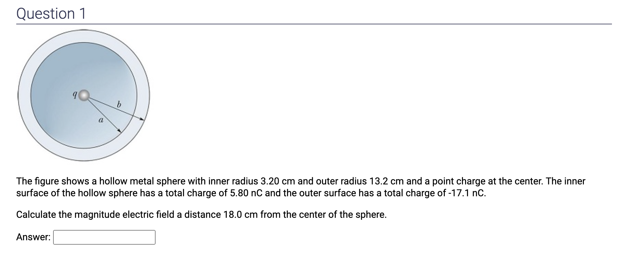 Solved Question 1The figure shows a hollow metal sphere with