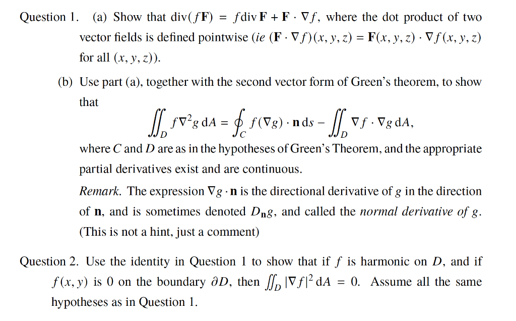 Solved Question 1 A Show That Div Ff Fdiv F F Vf Chegg Com