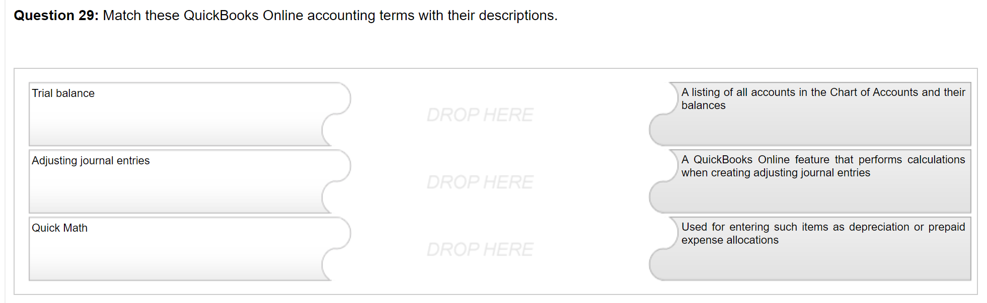 Solved Question 29 Match These Quickbooks Online Account