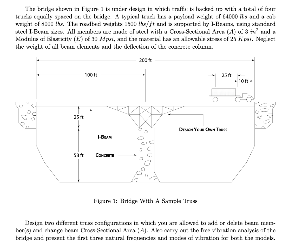 Solved The bridge shown in Figure 1 is under design in which | Chegg.com