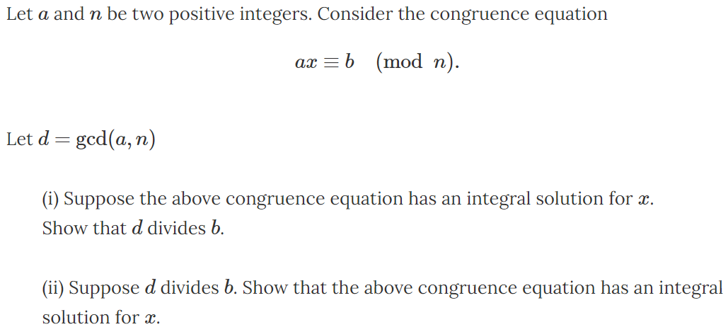 Solved Let A And N Be Two Positive Integers. Consider The | Chegg.com